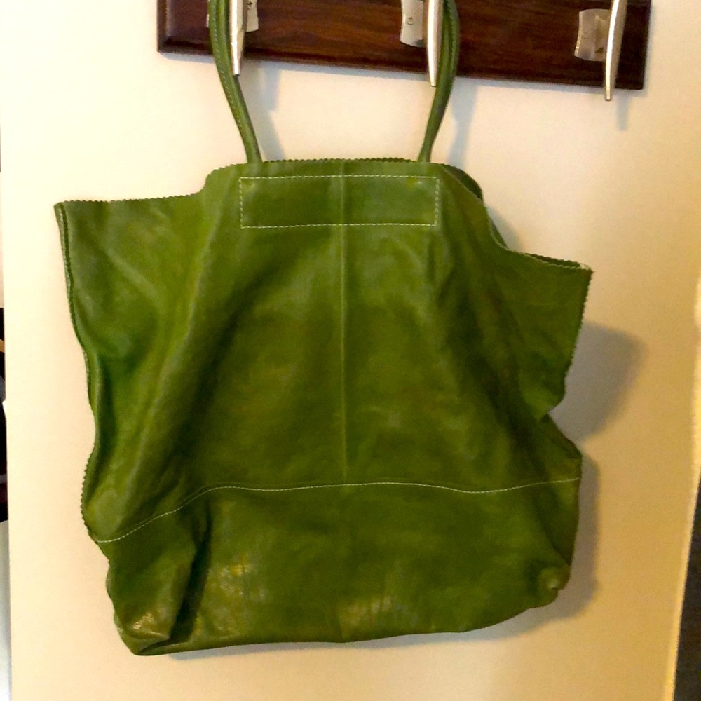 Green leather tote. Great condition